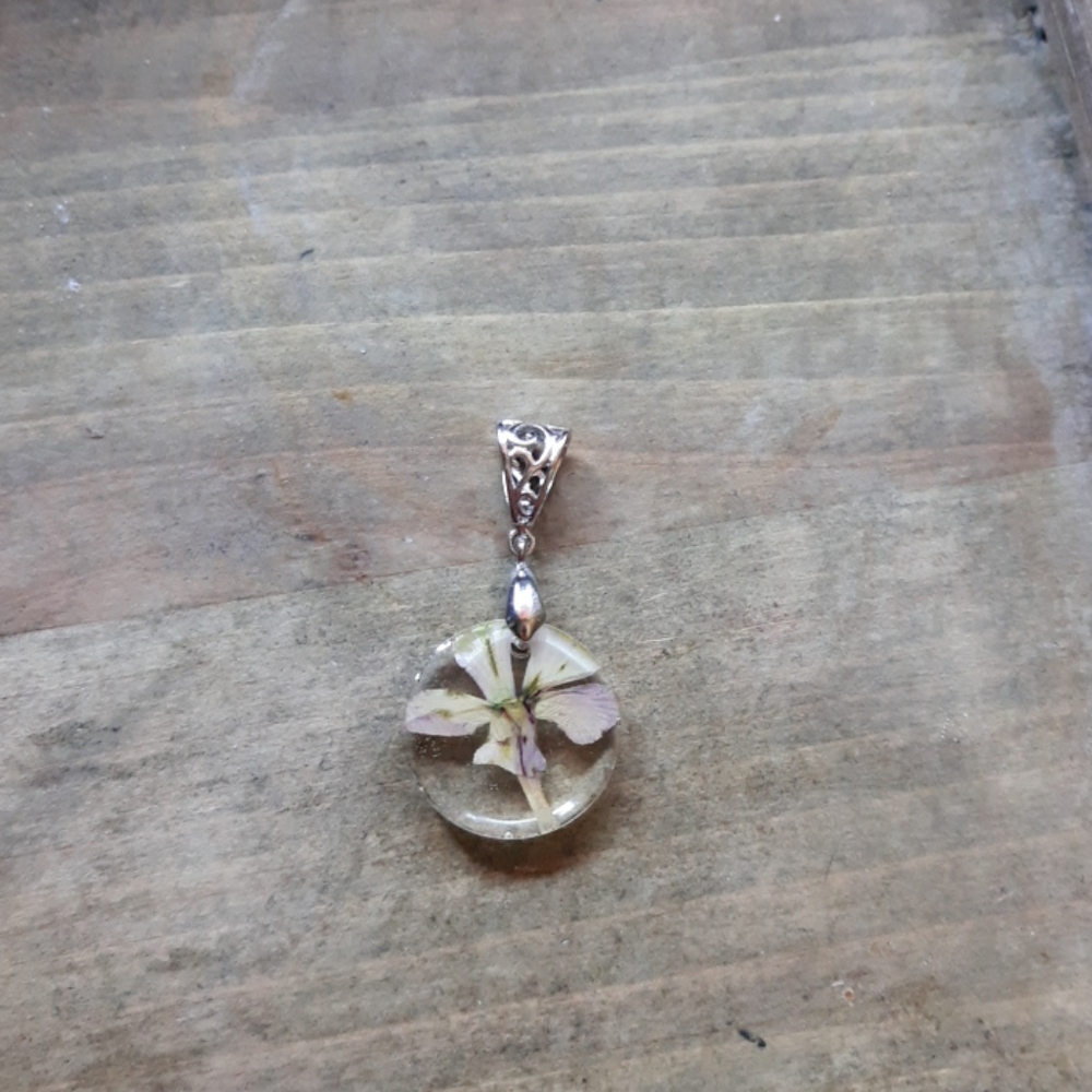 Light Pink Flower Resin Pendant